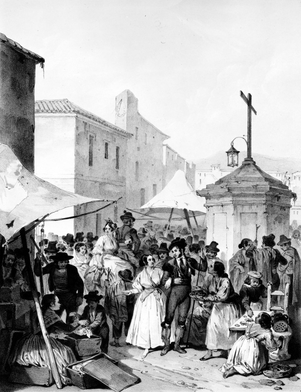 Fiera di Mayrena, inciso da Bayot, 1842 da Jenaro Pérez Villaamil