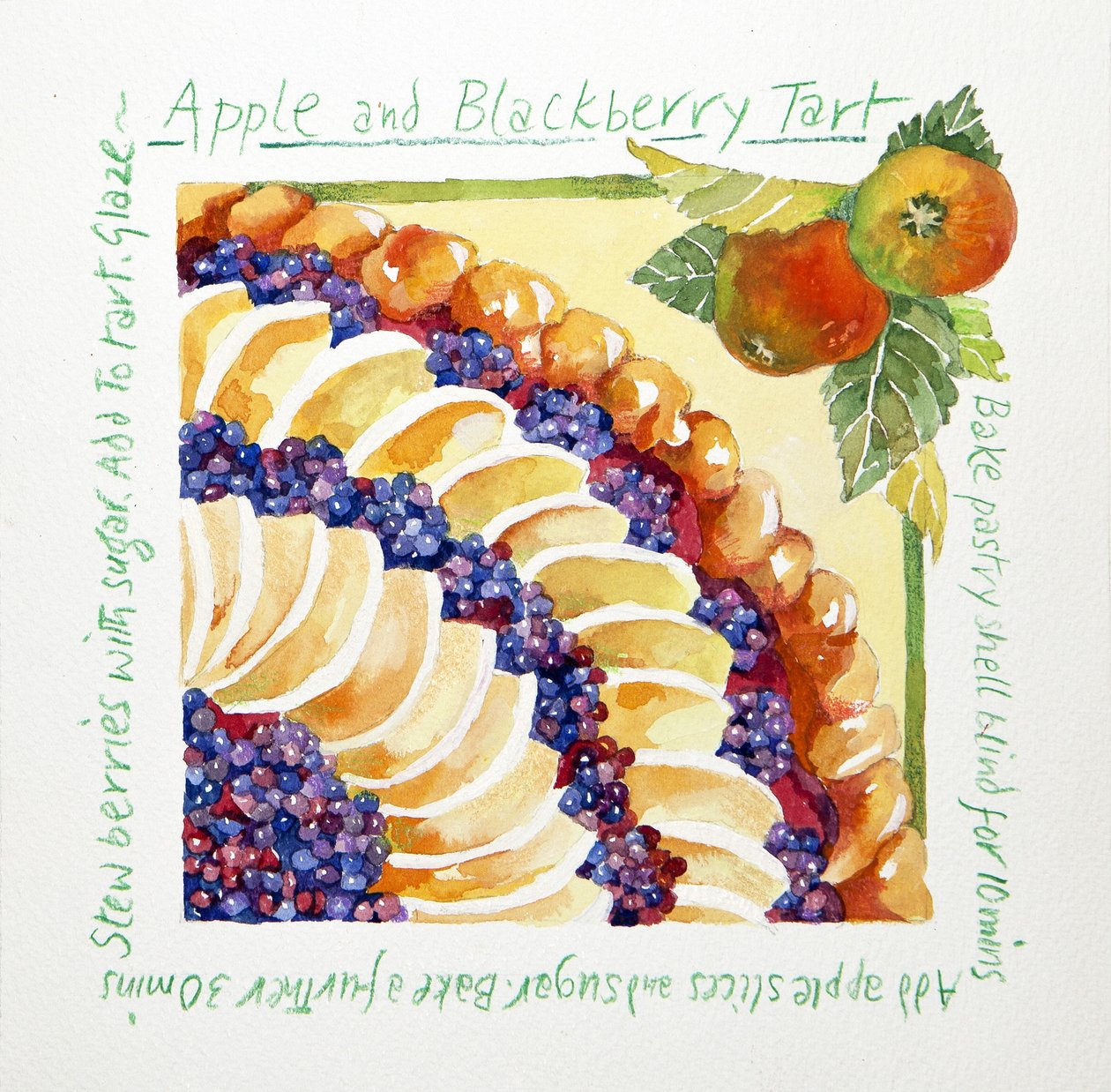 Crostata di mele e more, 2014 (acquerello) da Jennifer Abbott