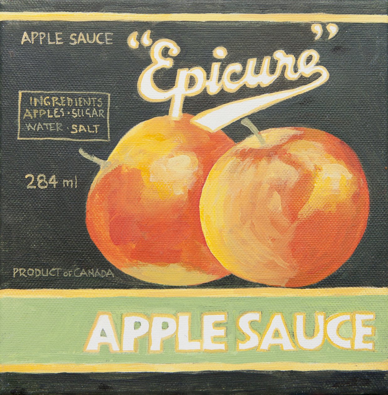 Etichetta del barattolo di salsa di mele Epicure (acrilico) da Jennifer Abbott