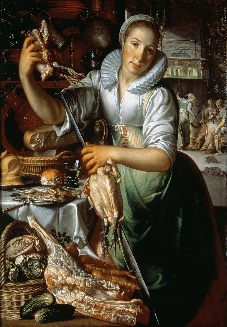 La cameriera (con Cristo, Maria e Marta) da Joachim Wtewael or Utewael