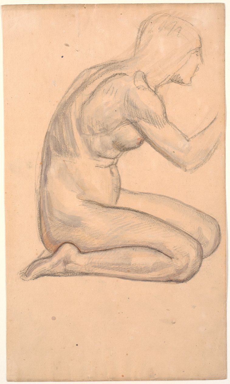 Studio di modello; donna inginocchiata di profilo da Joakim Frederik Skovgaard