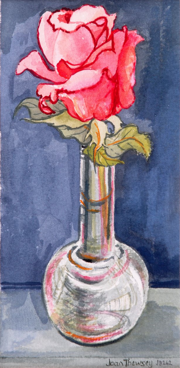 Rosa rosa in un vaso, 2000 da Joan Thewsey