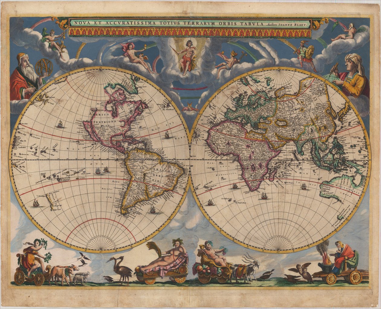 Mappa del mondo a doppio emisfero da Joan Blaeu