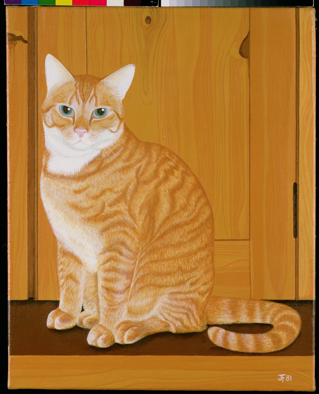 Gatto marmellata vicino a una porta da Joan Freestone