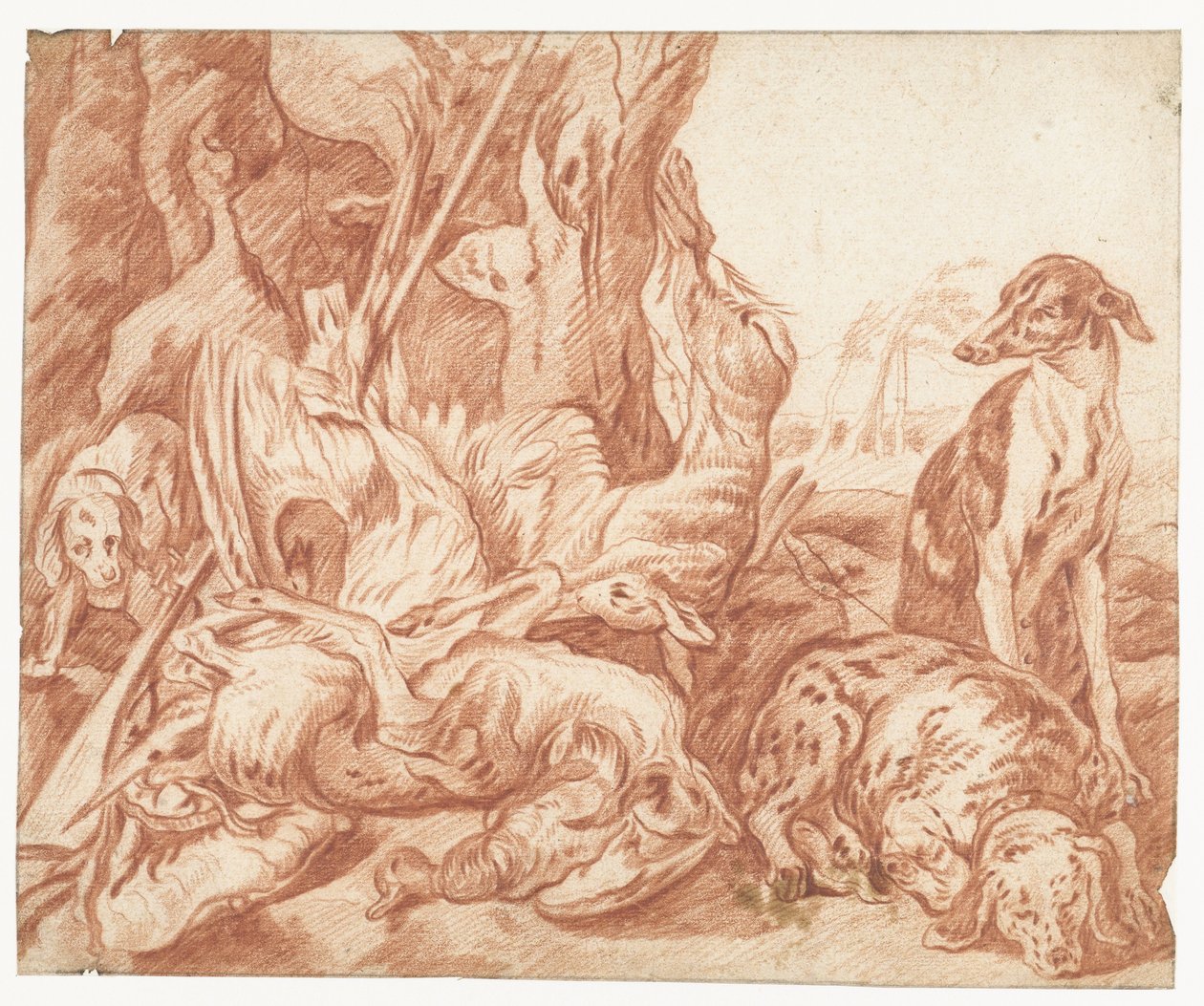 Natura morta di selvaggina con cani da caccia da Joannes Fijt (possibly)