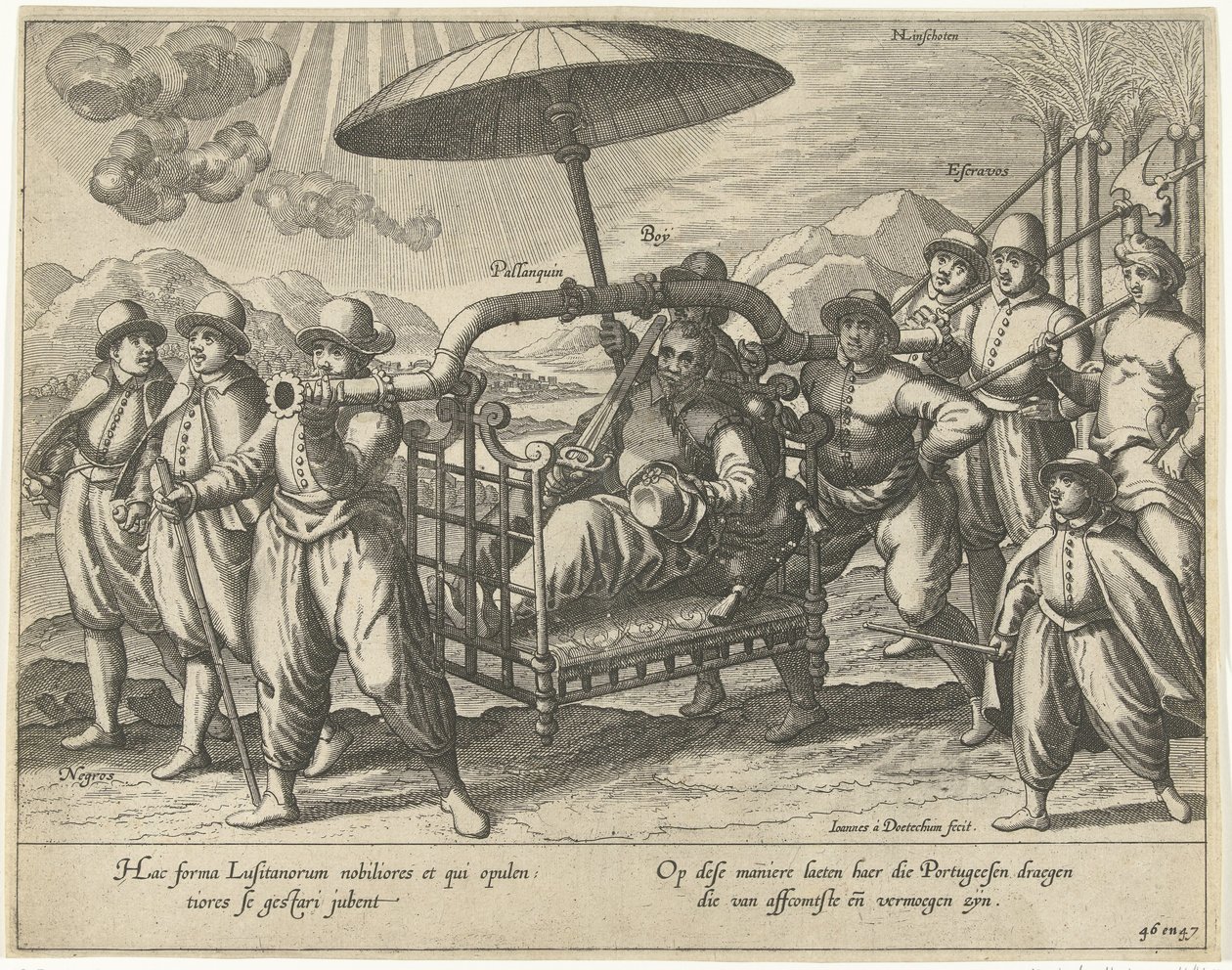 Portoghese in una portantina da Joannes van Doetechum (I)