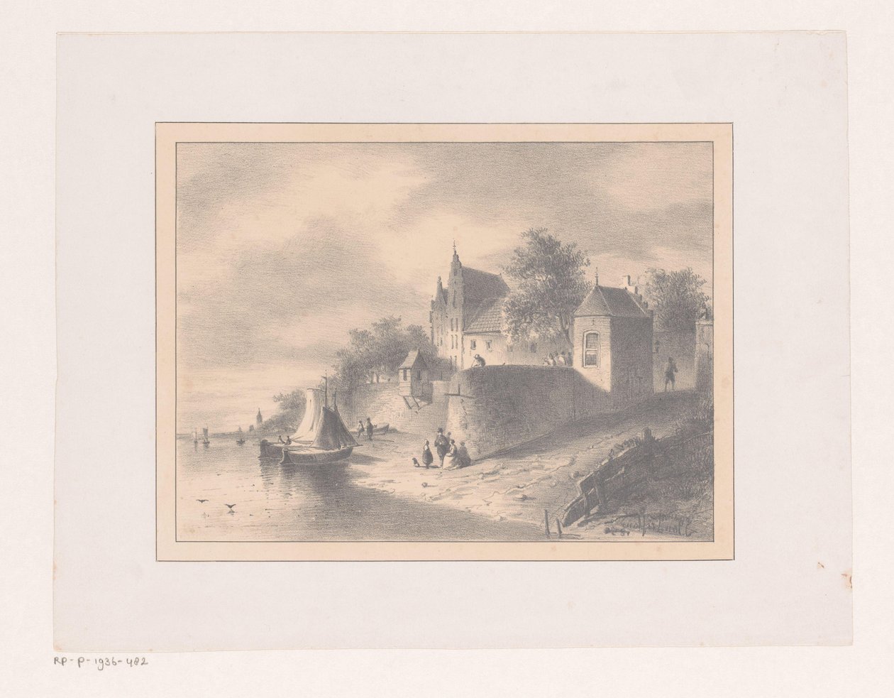 Veduta della città su un fiume da Joannes van Liefland (attributed to)