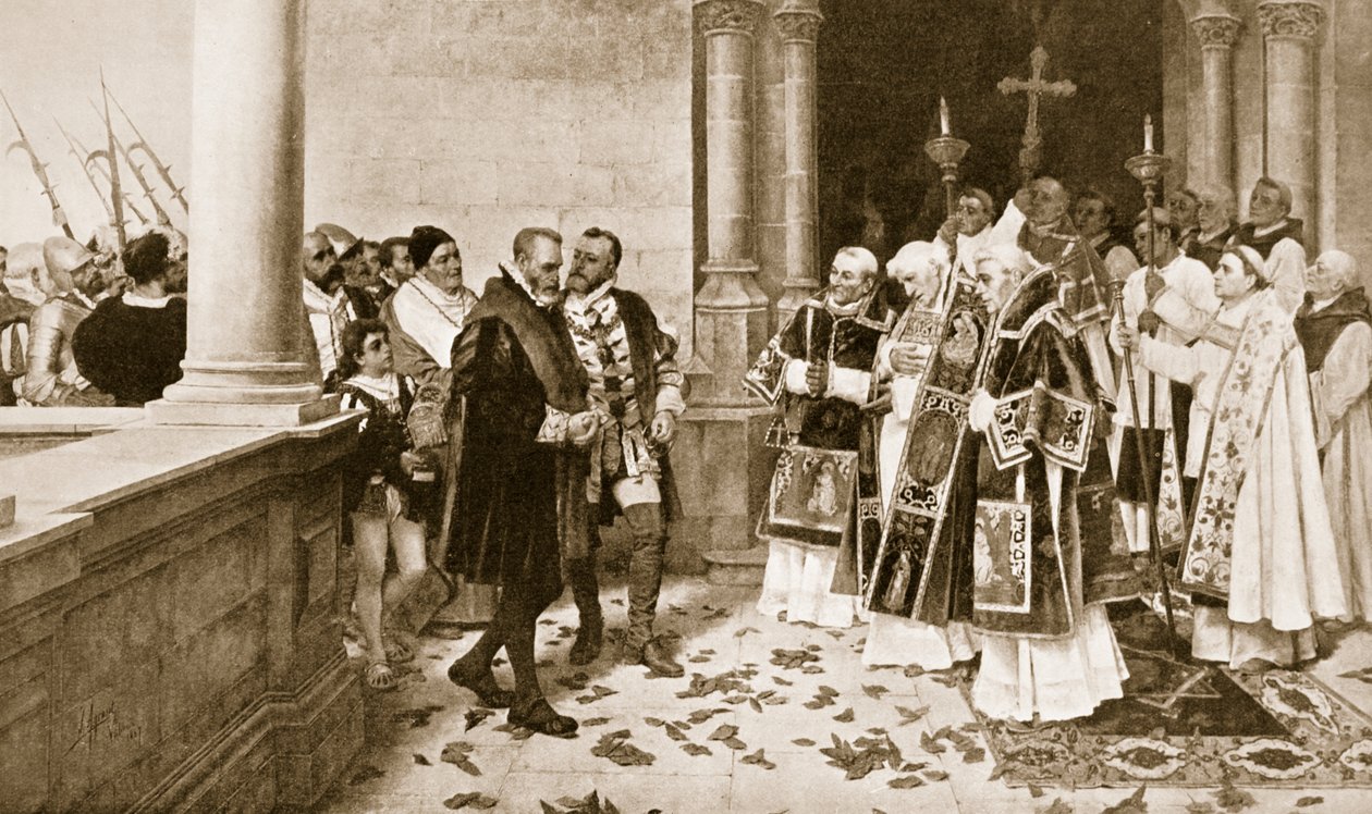 Carlo V entra in un monastero a St. Yuste da Joaquin Agrasot y Juan