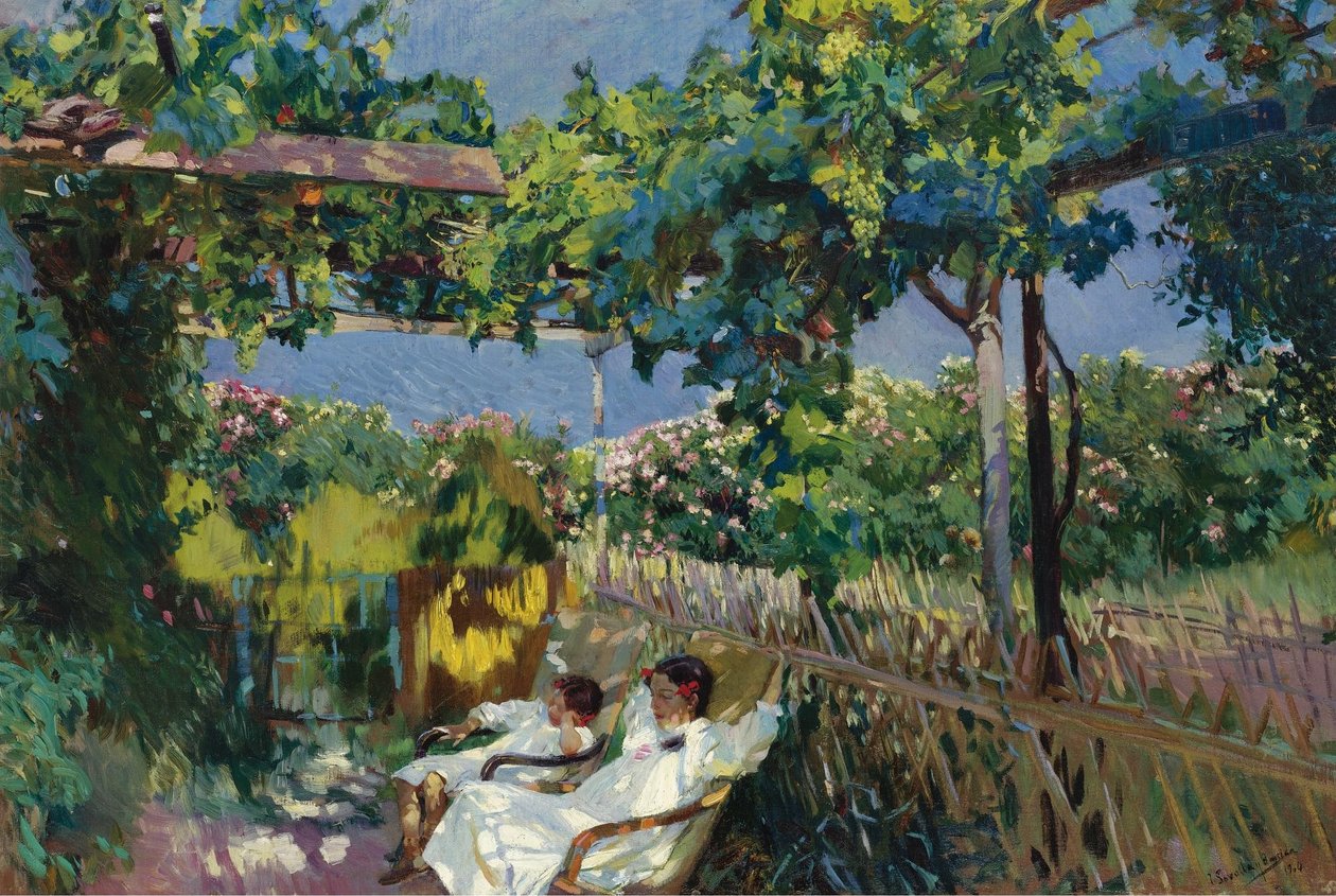 La siesta in giardino da Joaquín Sorolla