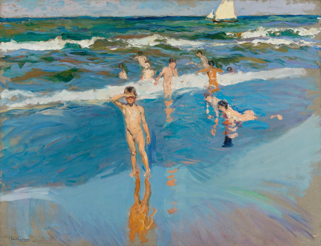 Bambini nel mare, spiaggia di Valencia da Joaquín Sorolla