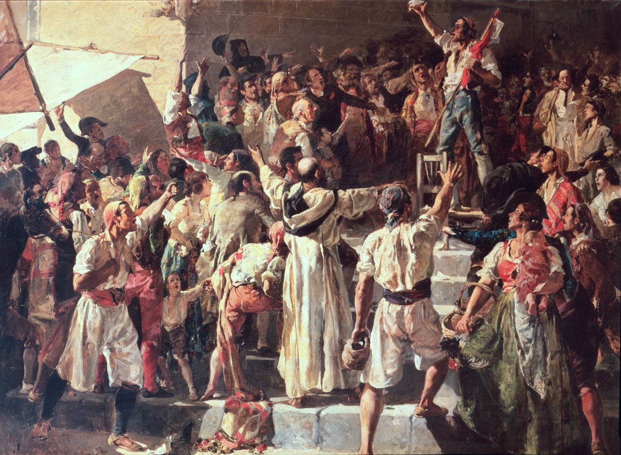 Il grido del Palleter che dichiara guerra a Napoleone, 1884 da Joaquín Sorolla