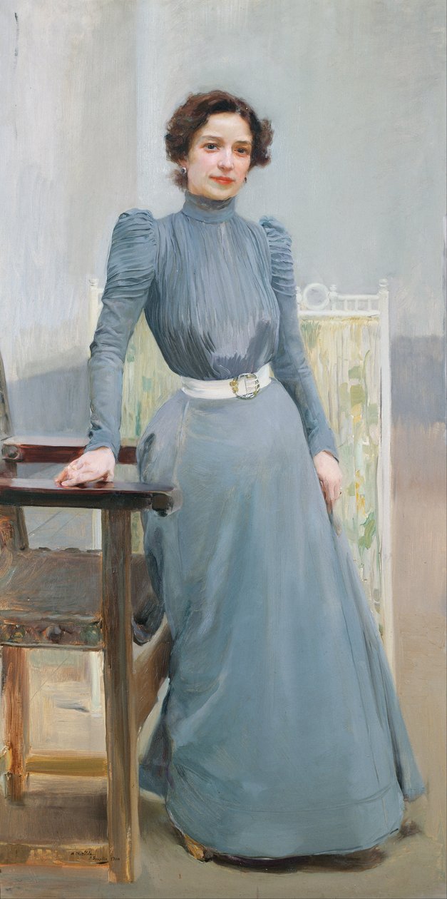 Clotilde in abito grigio da Joaquín Sorolla