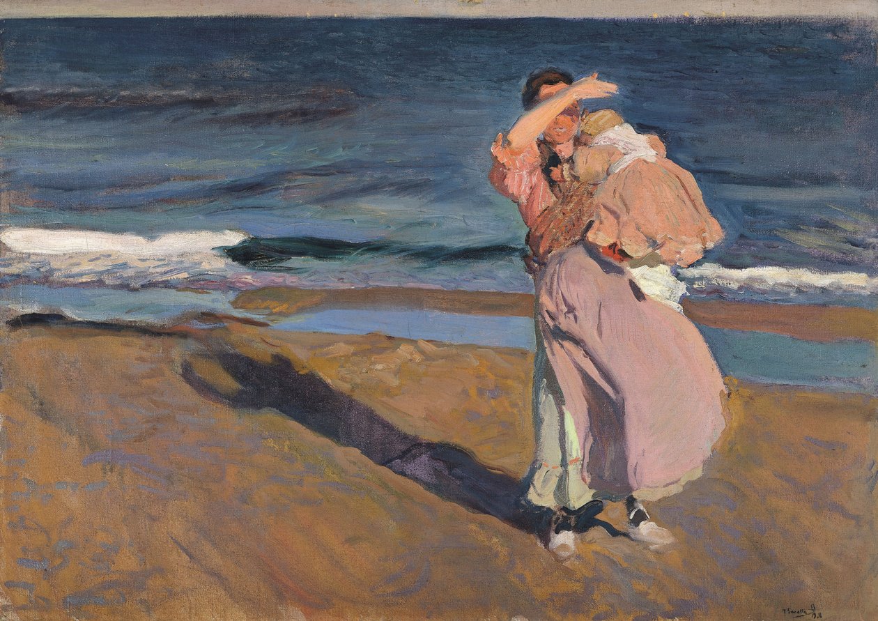 Pescatrice con bambino, Valencia, 1908 da Joaquín Sorolla