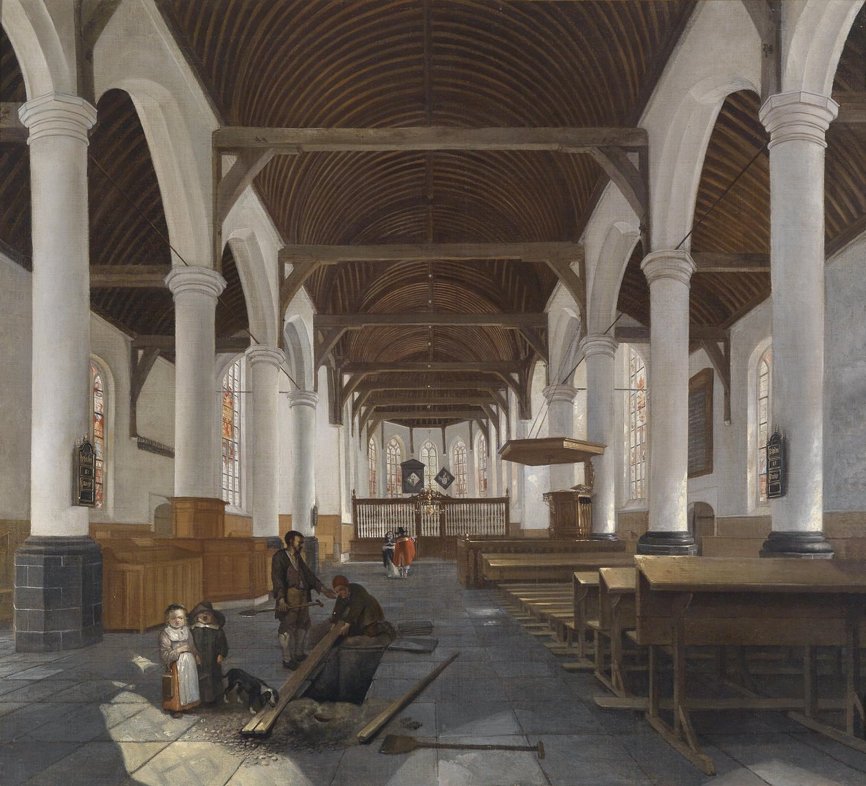 Interno di una chiesa barocca (la Oude Kerk ad Amsterdam?) da Job Berckheyde