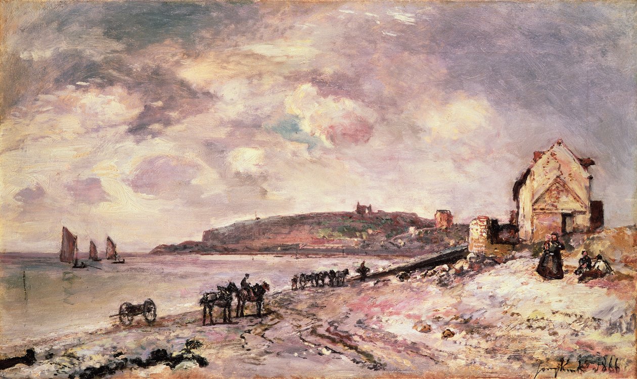 Paesaggio marino con pony sulla spiaggia da Johan Barthold Jongkind