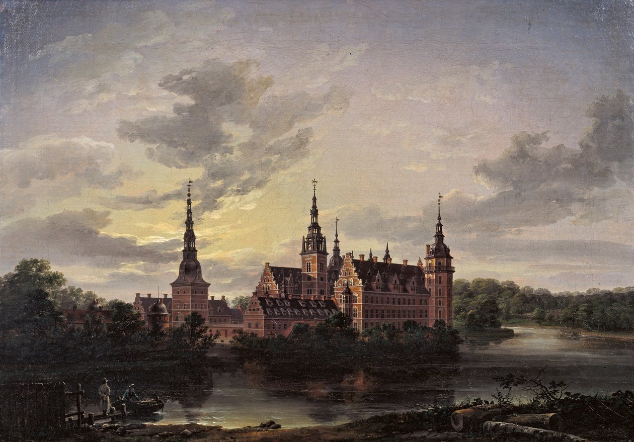 Frederiksborg Slot al chiaro di luna, 1817 da Johan Christian Dahl