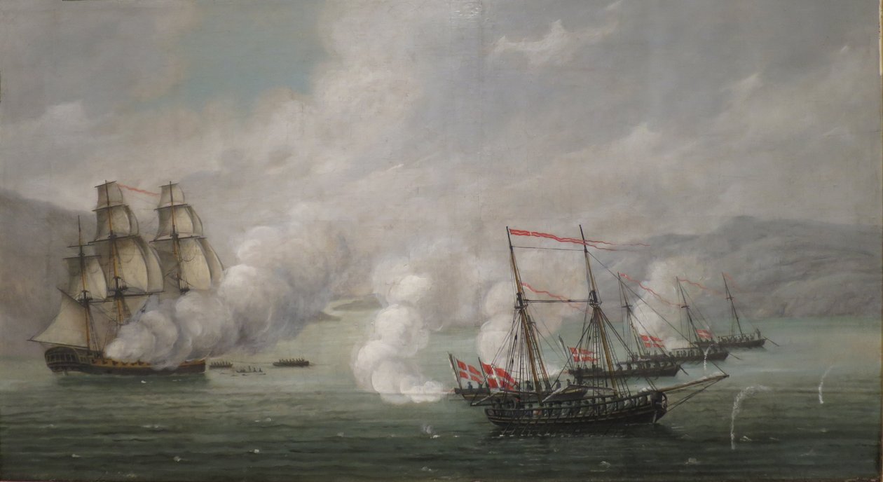 La battaglia navale di Alvøen da Johan Christian Dahl