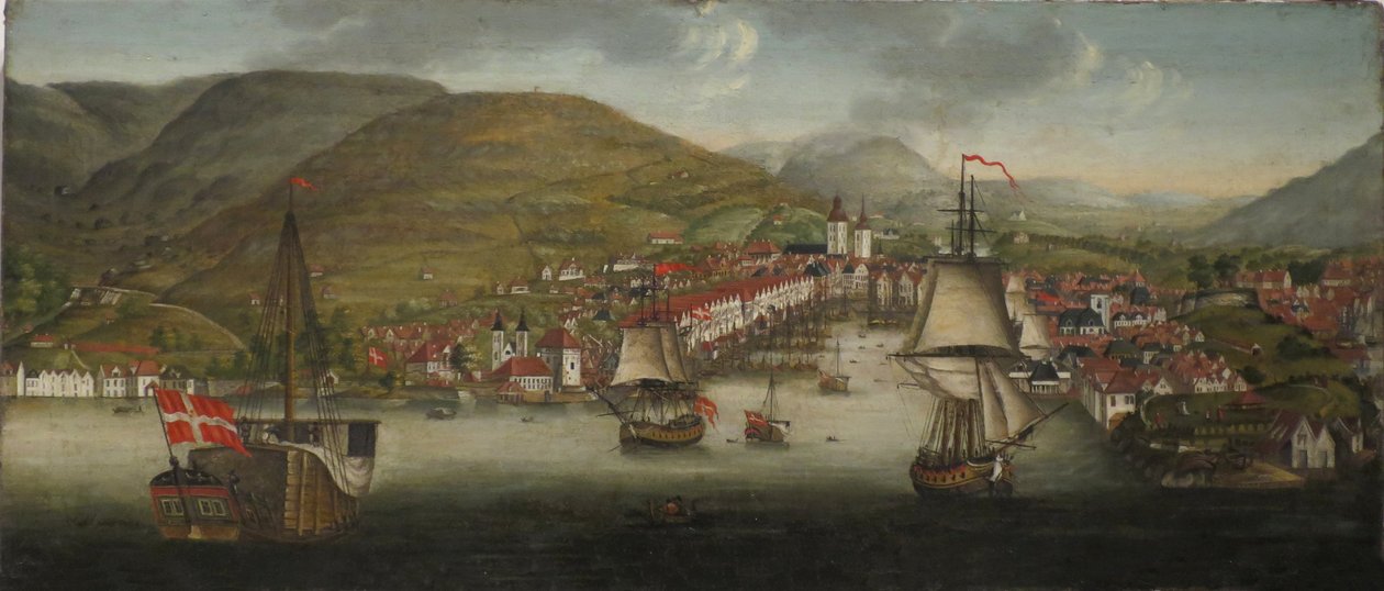 Vista sul porto di Bergen da Johan Christian Dahl