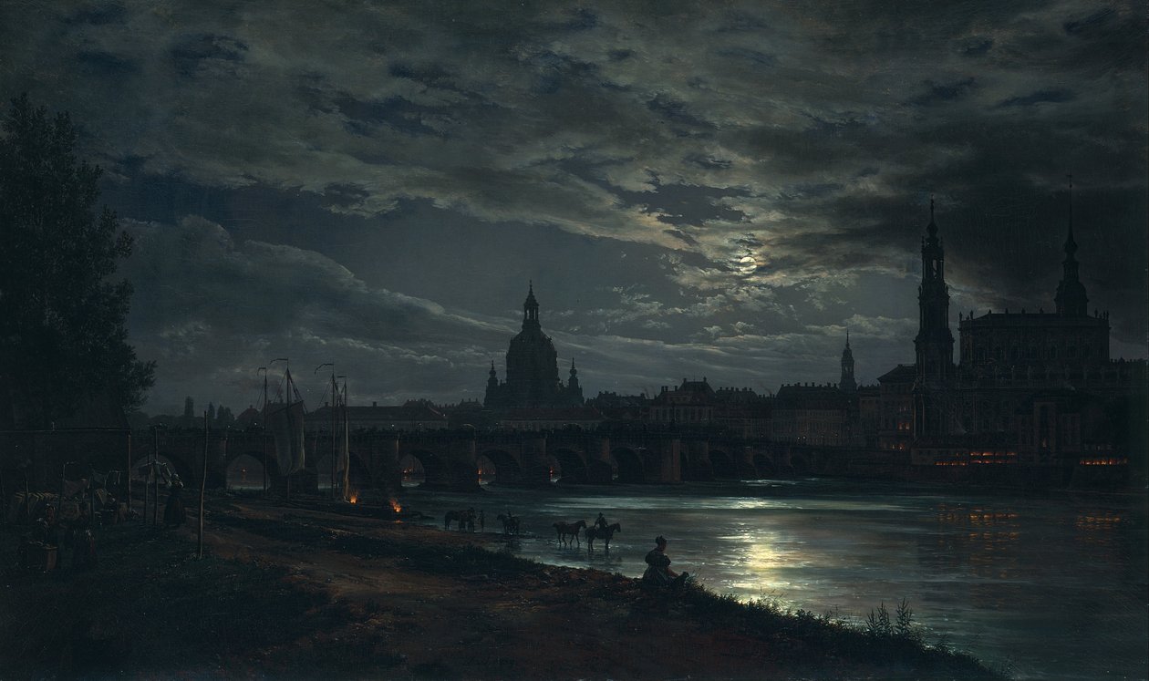 Vista di Dresda al chiaro di luna da Johan Christian Dahl