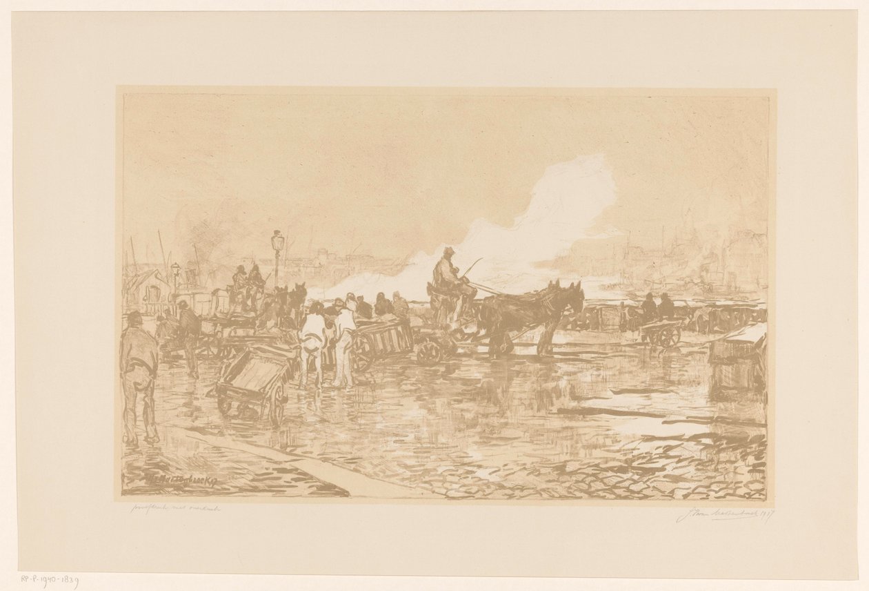 Veduta del porto a Rotterdam da Johan Hendrik van Mastenbroek (signed by artist)
