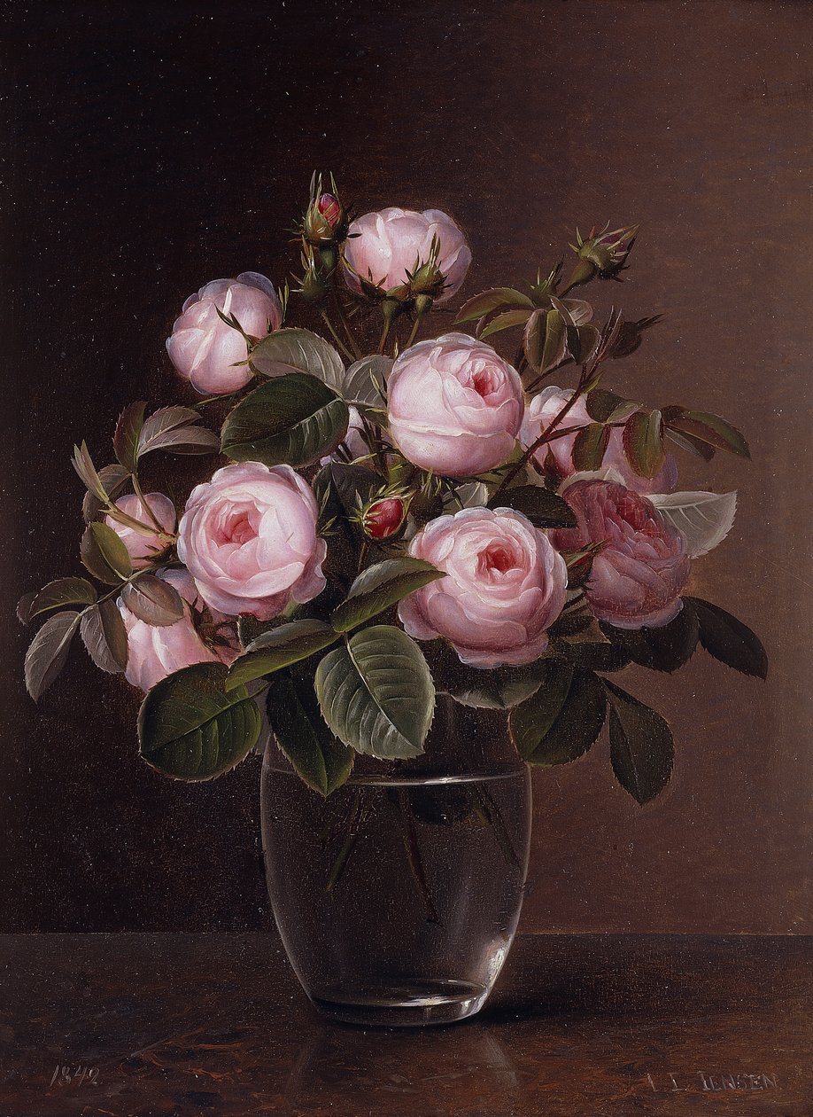 Rose in un vaso di vetro da Johan Laurents Jensen