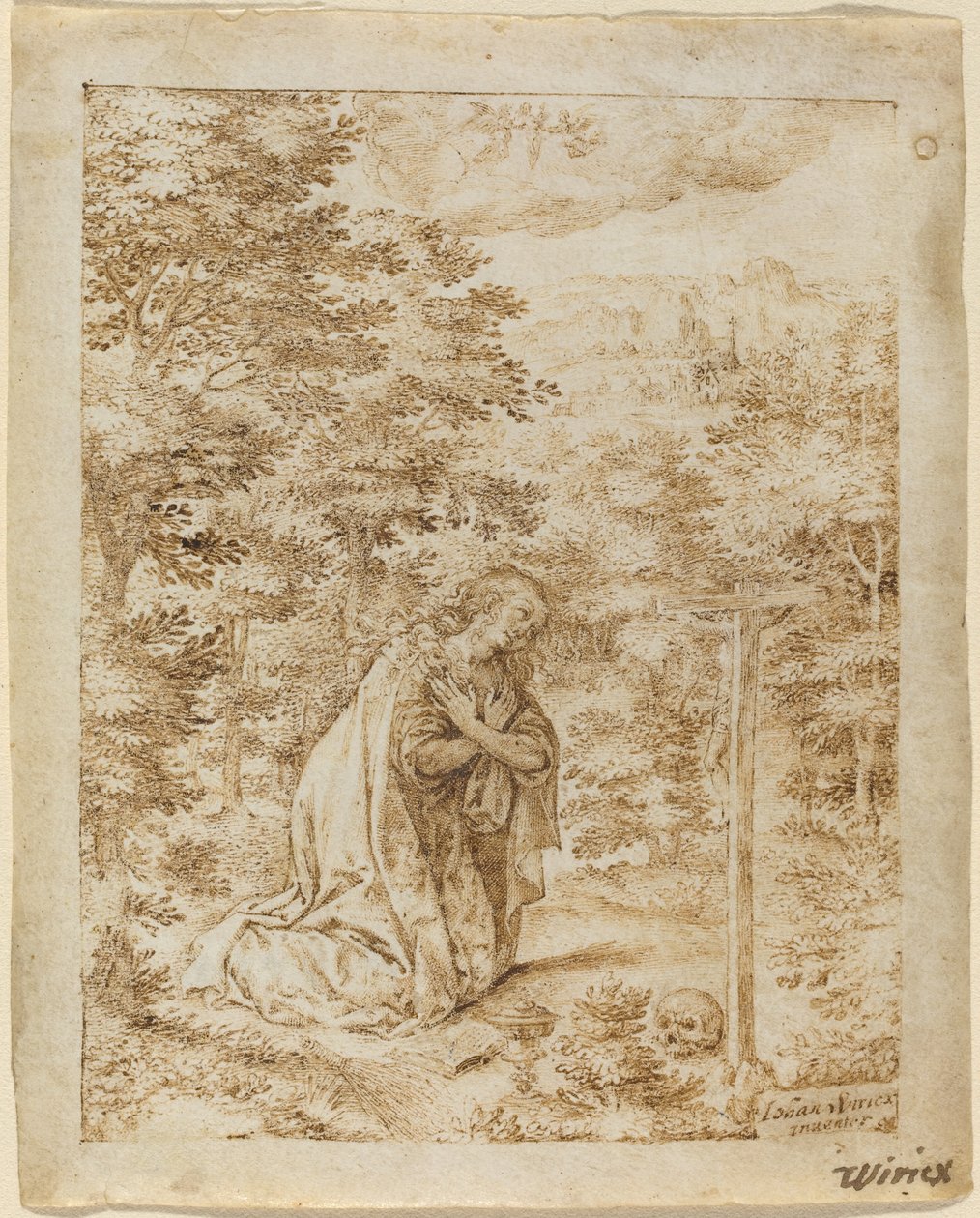 Maria Maddalena che prega nel deserto da Johan Wierix
