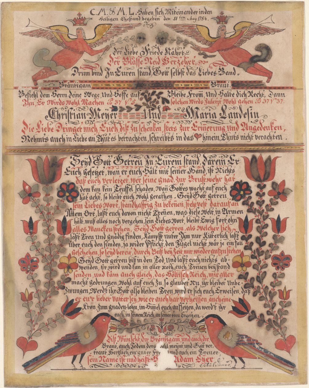 Saluto di matrimonio per Christian Meyer e Maria Landes, 1784 da Johann Adam Eyer