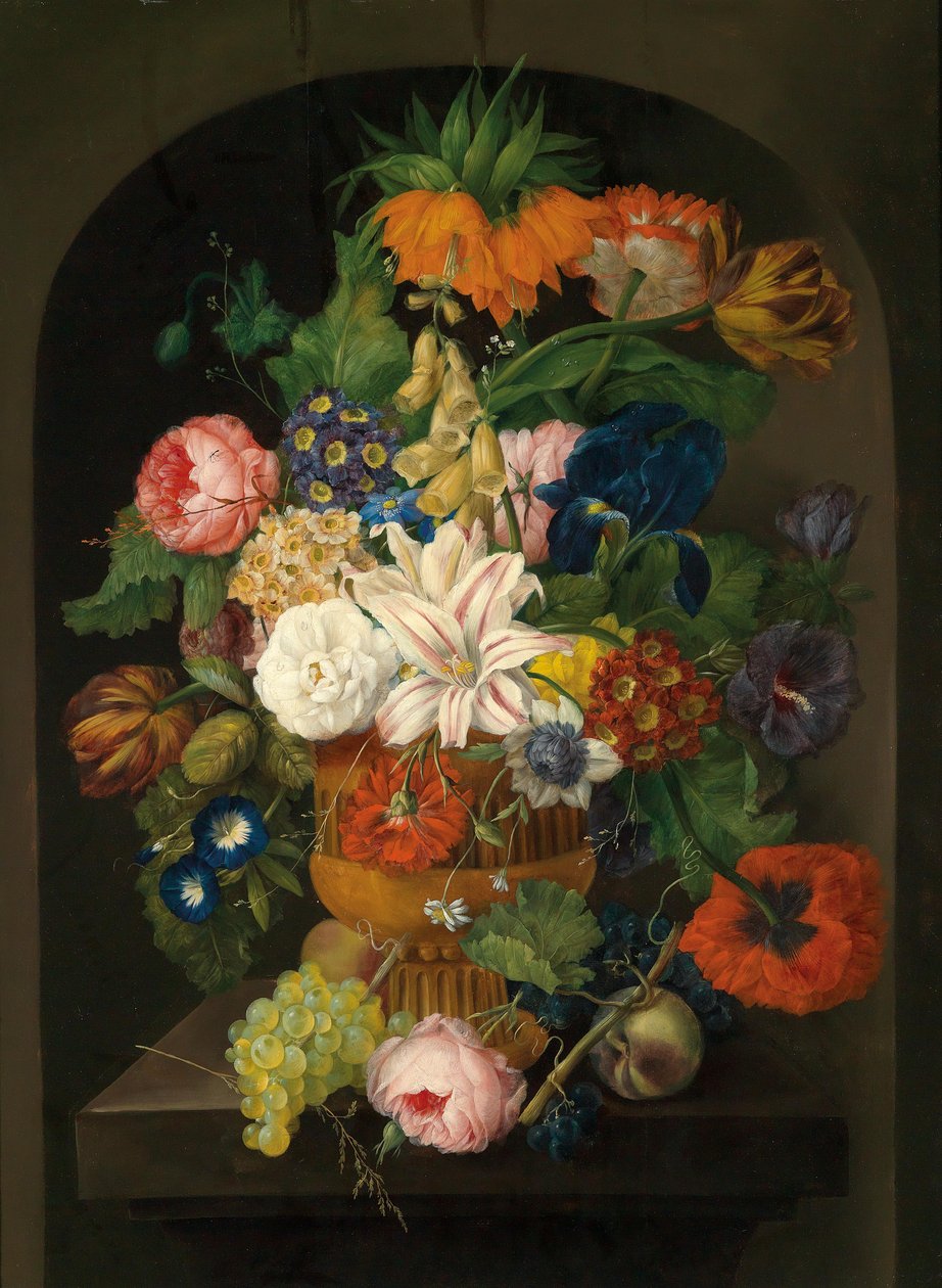 Natura morta con fiori e uva da Johann Baptist Drechsler