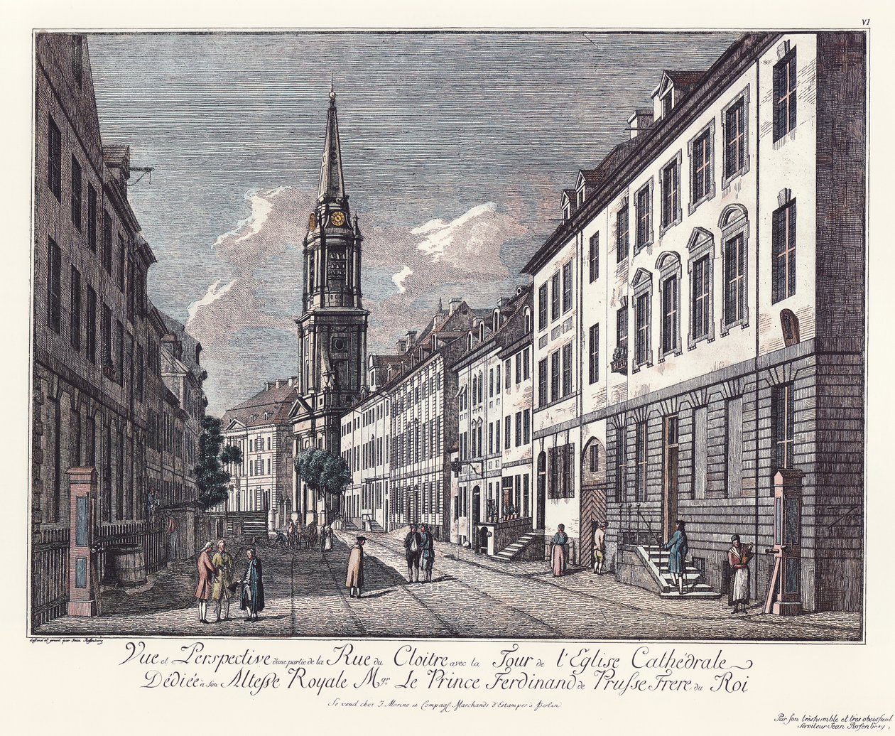 Vista sulla Klosterstraße con la chiesa parrocchiale, vecchia Berlino da Johann Georg Rosenberg