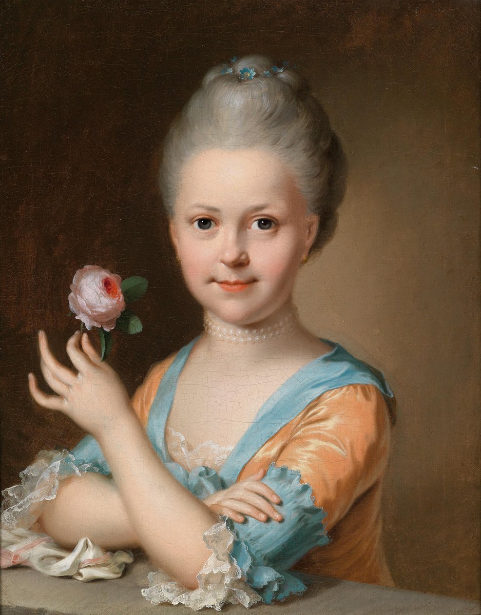 Ritratto di una giovane ragazza con una rosa da Johann Heinrich Tischbein