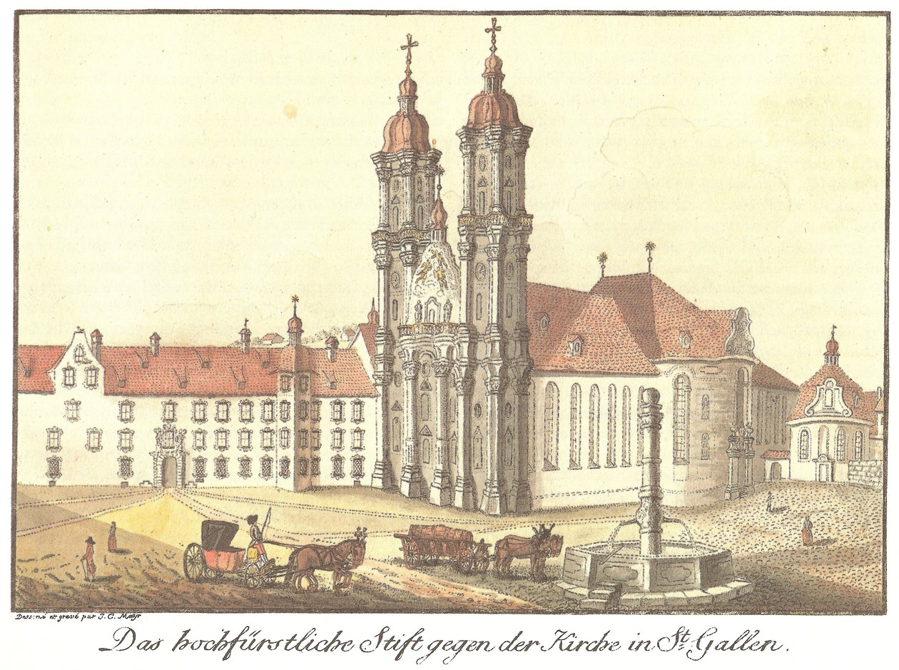 Il Principesco Monastero verso la Chiesa a St. Gallen (titolo originale) da Johann Konrad Mayr