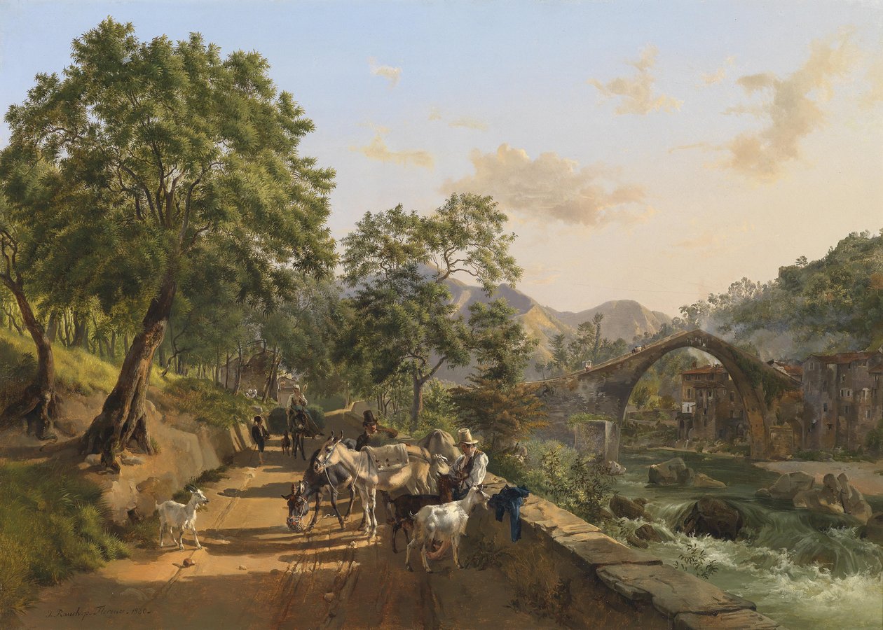 Sosta sulla strada di campagna (Ponte di Loro Ciuffena, Arezzo) da Johann Nepomuk Rauch