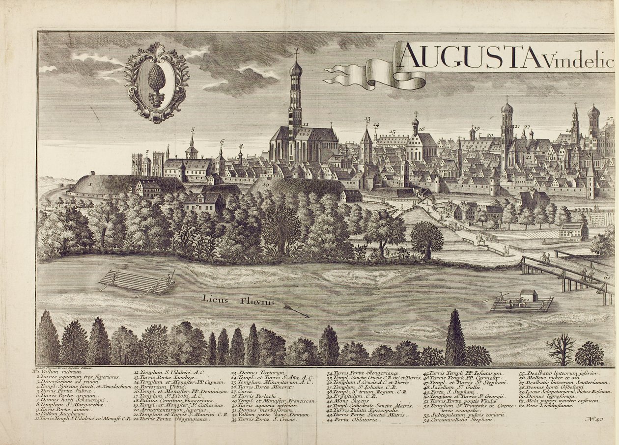 Vista panoramica di Augusta da Johann Thomas Kraus