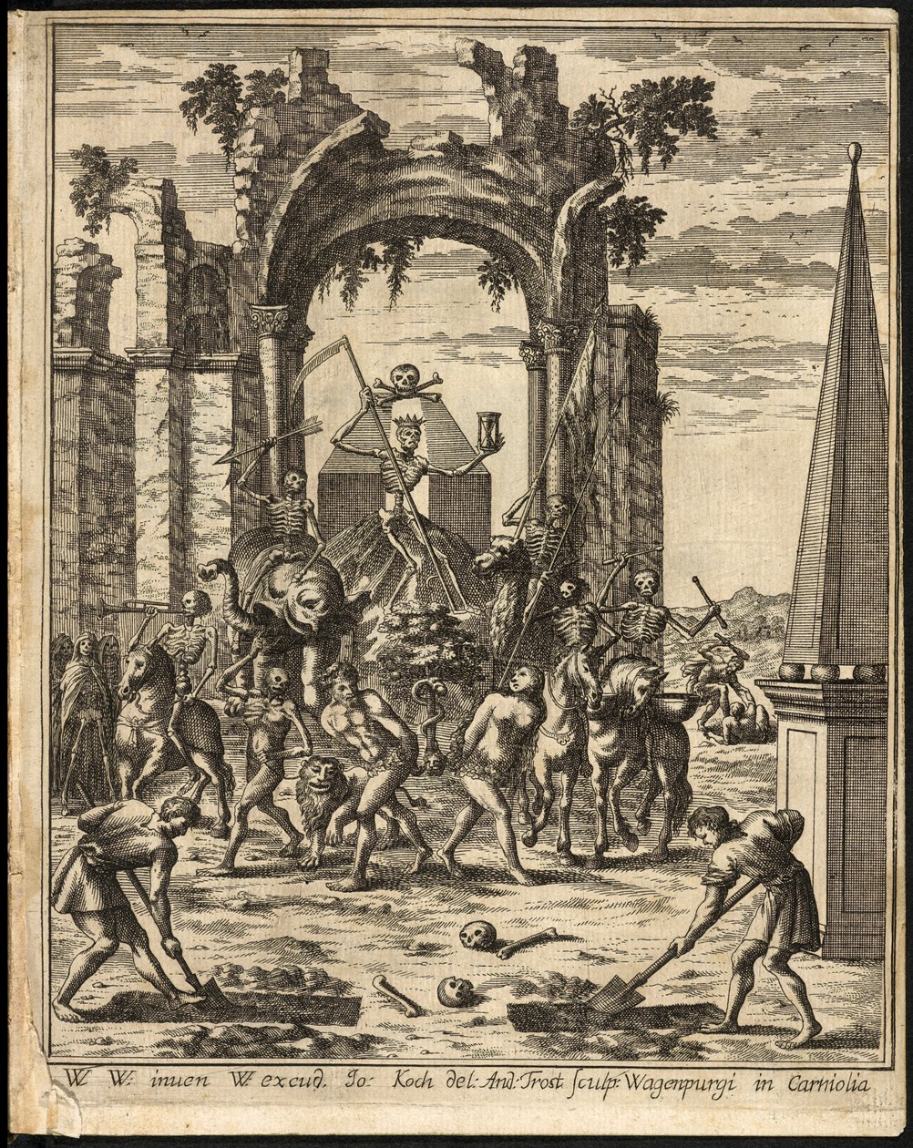 Prima pagina di Theatrum mortis humanae tripartitum da Johann Weikhard von Valvasor