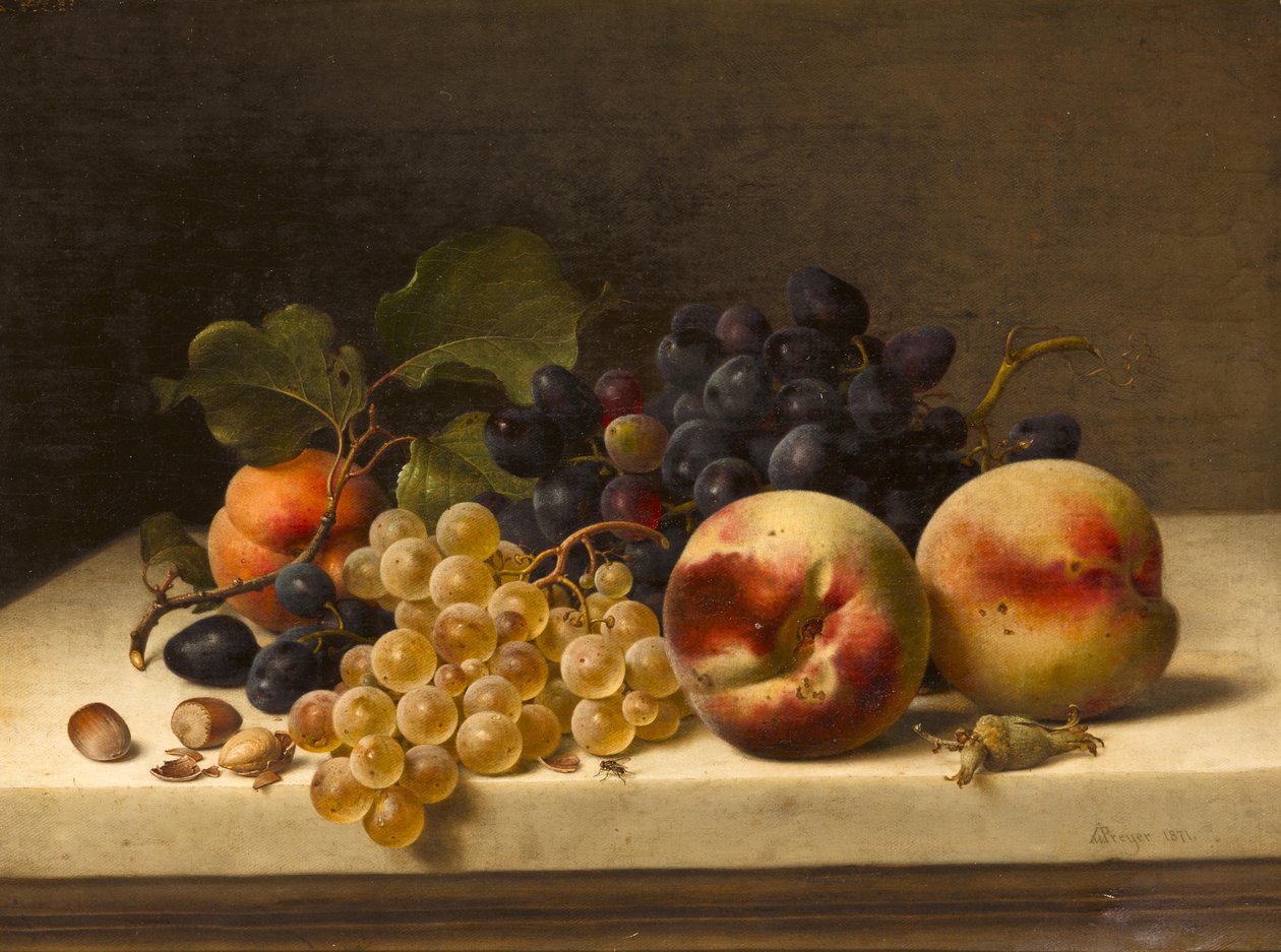 Natura morta con prugne, uva e nocciole da Johann Wilhelm Preyer