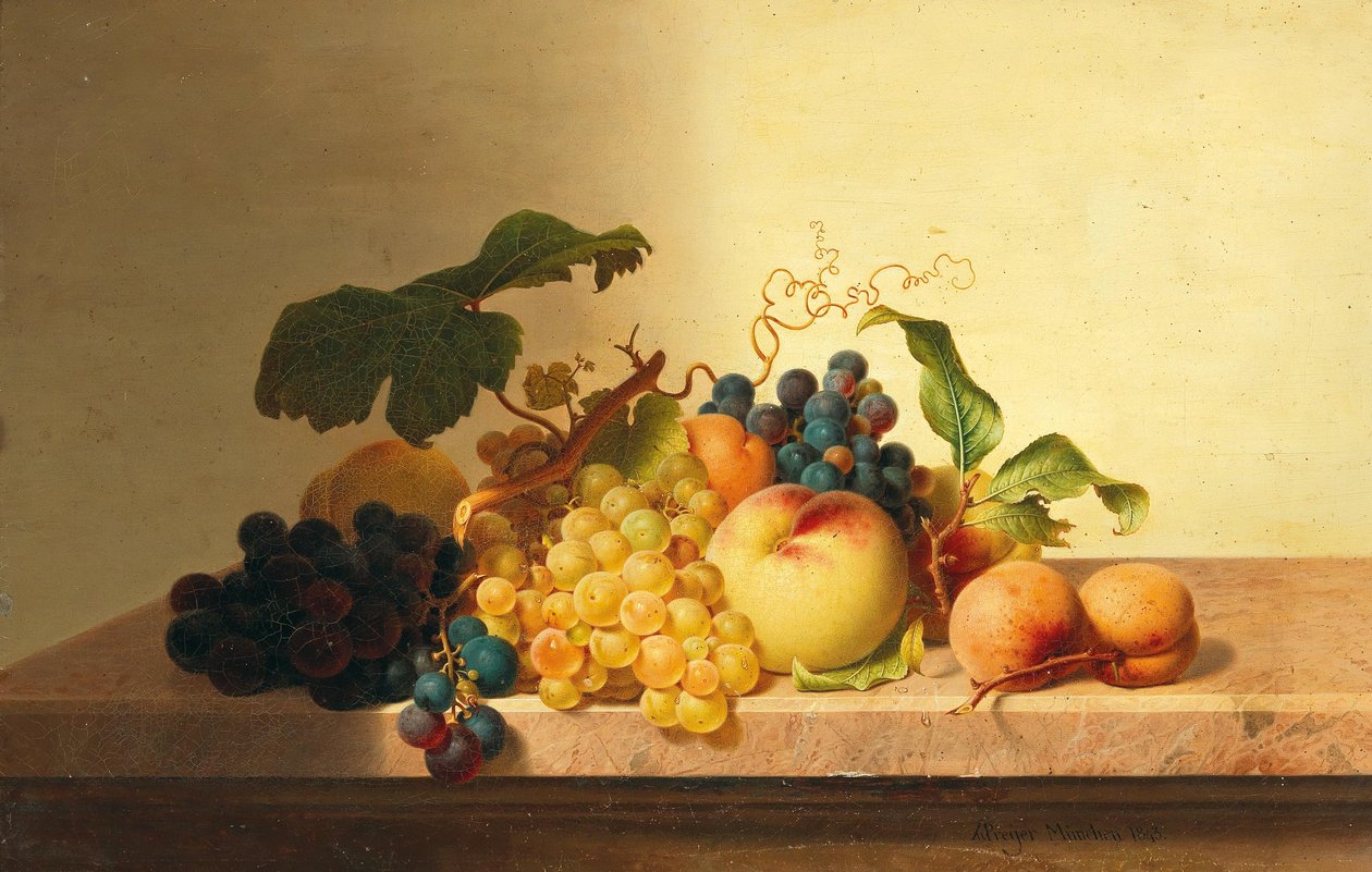 Natura morta con uva, pesche e albicocche da Johann Wilhelm Preyer