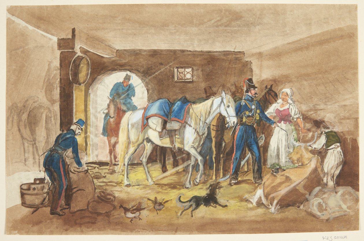 Cavalieri in una stalla da Johann Adam Klein