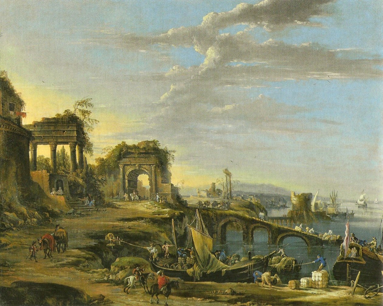 Tedesco: Paesaggio costiero con antiche rovine da Johann Anton Eismann
