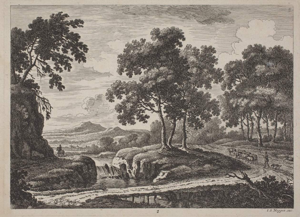 Paesaggi fluviali panoramici con viaggiatori da Johann Christoph Dietzsch