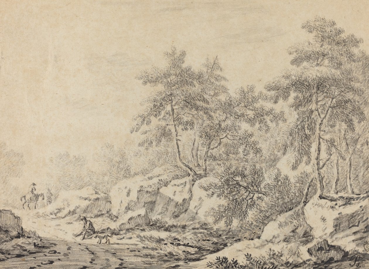 Viaggiatori in un bosco roccioso da Johann Christoph Dietzsch