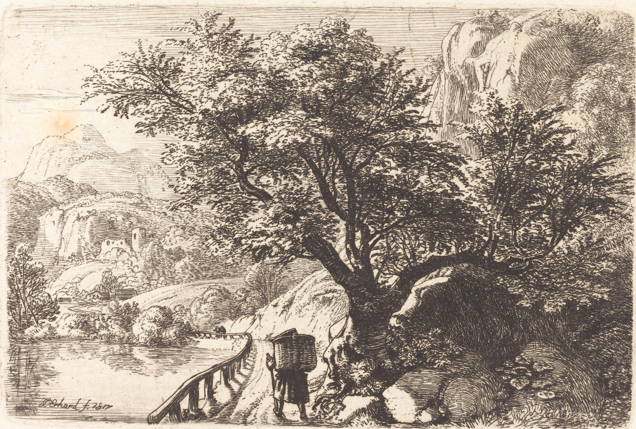 Contadino che cammina lungo un fiume da Johann Christoph Erhard