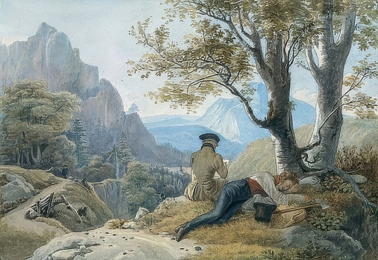 Artisti in riposo in montagna, 1819 da Johann Christoph Erhard