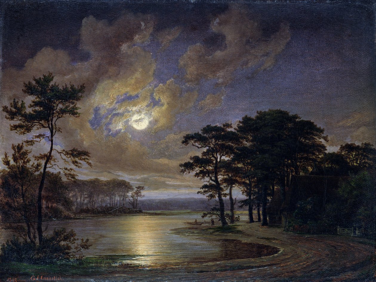 Mare di Holstein - Chiaro di luna, 1847 da Johann Georg Haeselich
