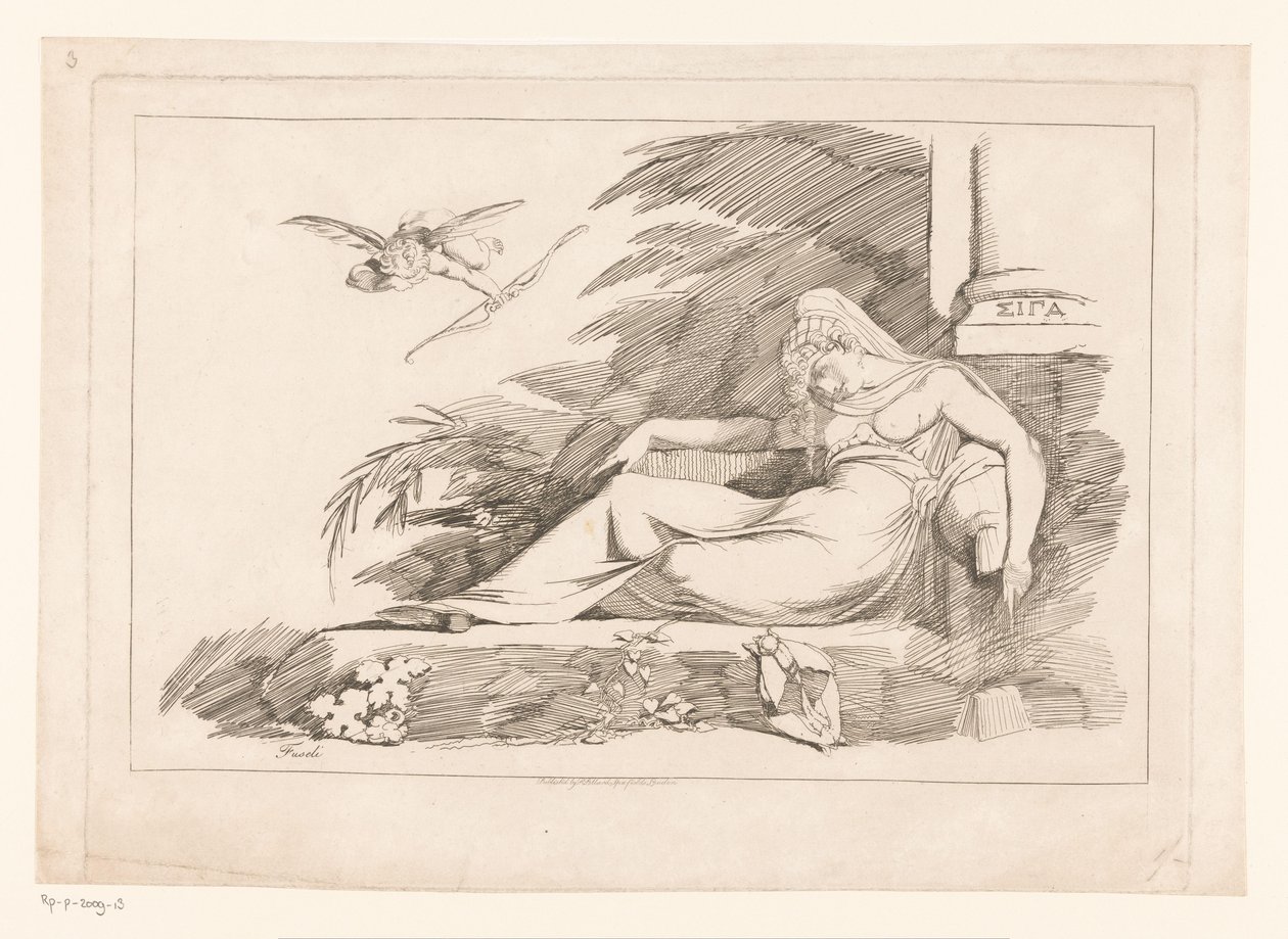 Donna dormiente con Cupido da Johann Heinrich Füssli