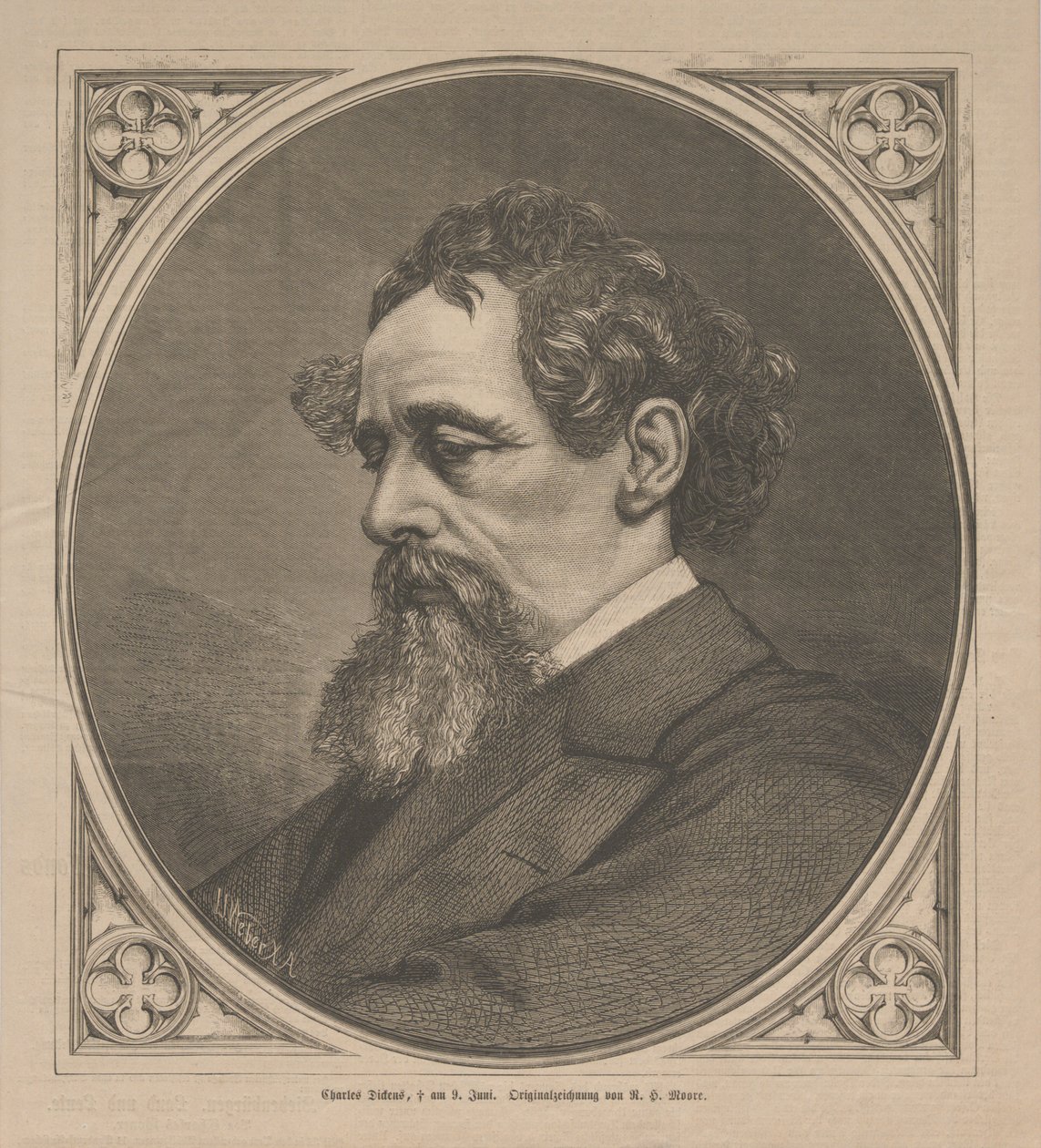 Ritratto di Charles Dickens, 1870 da Johann Jacob Weber