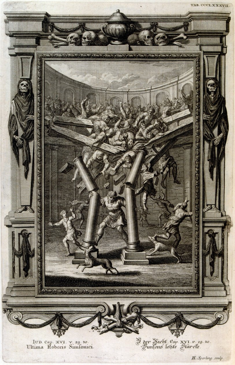 Sansone distrugge il Tempio di Baal da Johann Jakob Scheuchzer