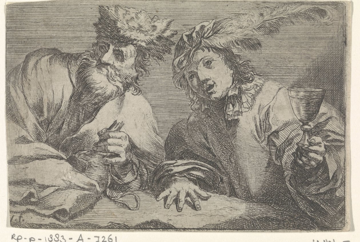 Vecchio e giovane uomo a un tavolo da Johann Liss