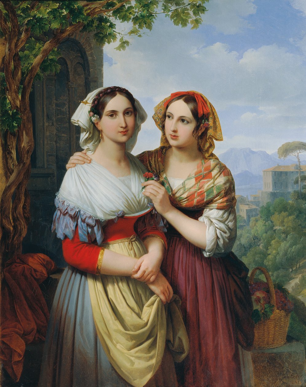 Due ragazze in un paesaggio da Johann Nepomuk Ender