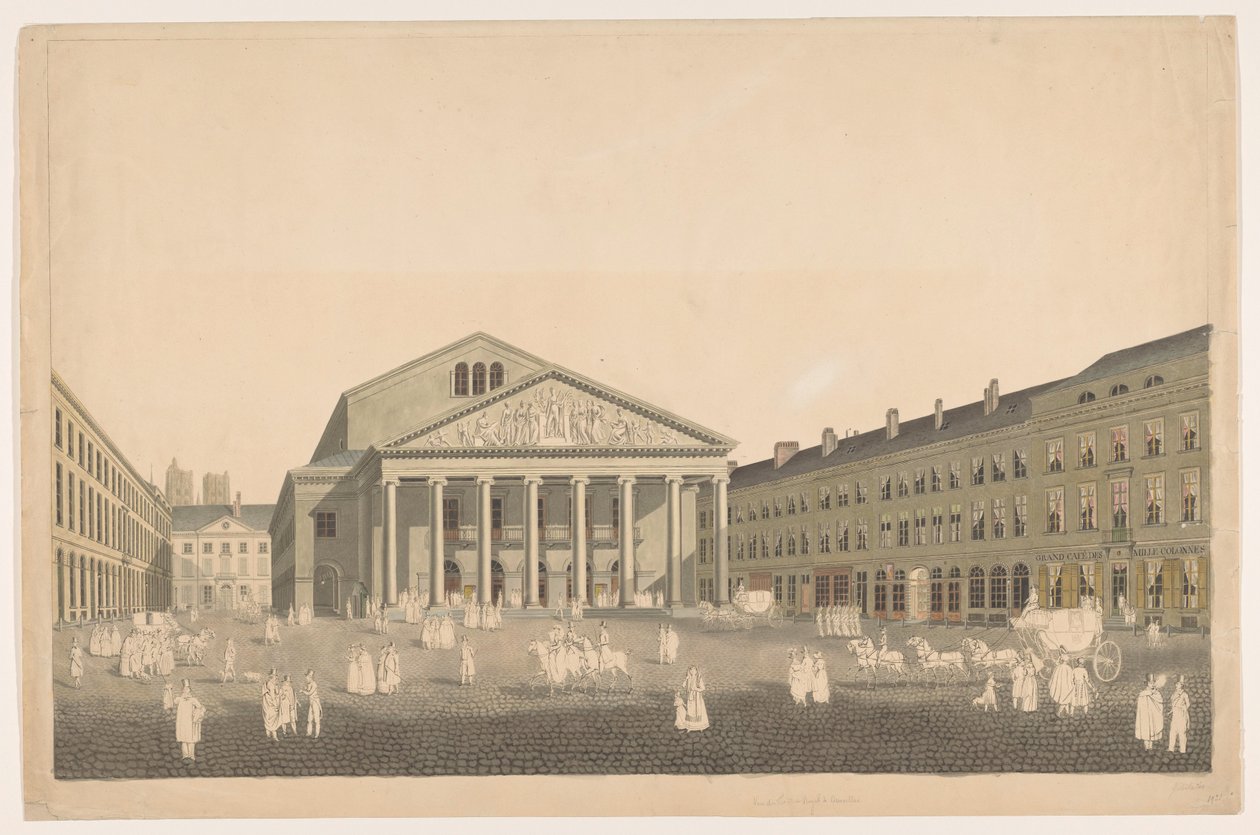 Veduta del Teatro Reale a Bruxelles da Johann Nepomuk Gibèle
