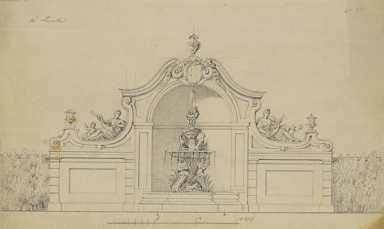 Fontana nel giardino dei peschi del Belvedere Superiore da Johann Peter Krafft